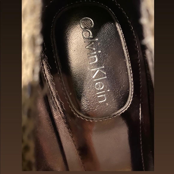 Calvin Klein snake skin print peep toe wedge heel - Picture 2 of 7